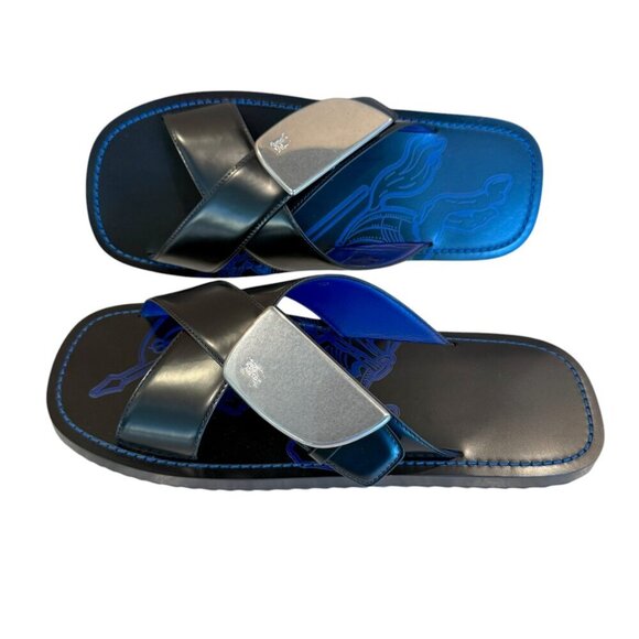 Burberry Black Leather EKD Strip Shield Slide Sandal, all sizes - Picture 10 of 15